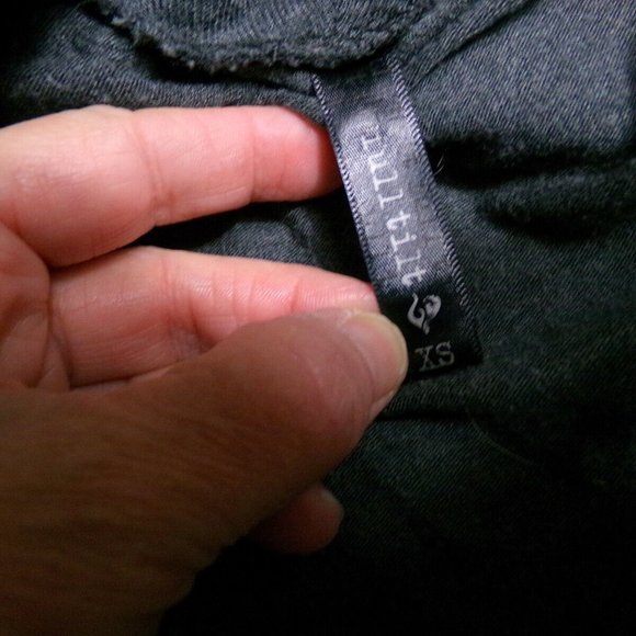 FULL TILT Cardigan Sweater XS Gray black pleather trim Open front Lightweight LS - Picture 11 of 11